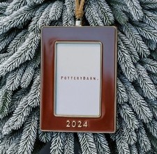 2024 Pottery Barn Dated CHRISTMAS Red ENAMEL FRAME ORNAMENT RECTANGLE