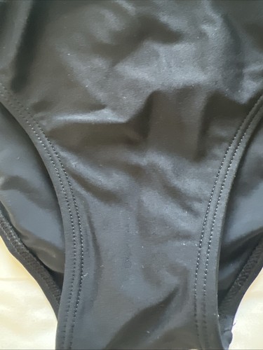 Stylish Black Bikini Bottom With Gold Ring Metal Accent Size XS - Picture 3 of 8