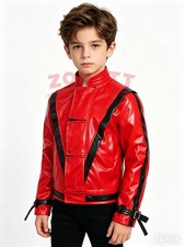 Michael Jackson Thriller Red Jacket 10-12 Yr KIDS Costume Faux Leather Halloween
