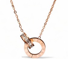NEW - 18K GOLD PLATED STAINLESS STEEL NECKLACE 16 INCH - ROSE GOLD