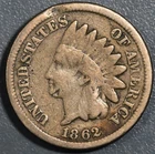 1862 1C INDIAN HEAD COPPER-Ni CENT KM# 90 Grade:  VG A7185