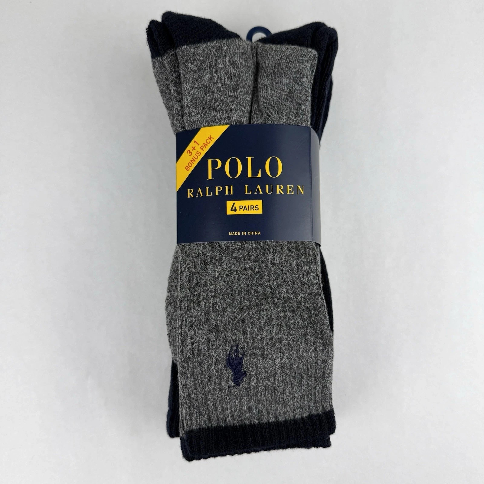 PONY Polo Ralph Lauren Uomo Confezione 4 Calzini Classici Sport Crew Grandi NUOVI con ETICHETTE