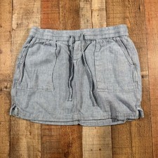 Old Navy Linen Skirt Blue White Striped Pockets Size Large Coastal Summer