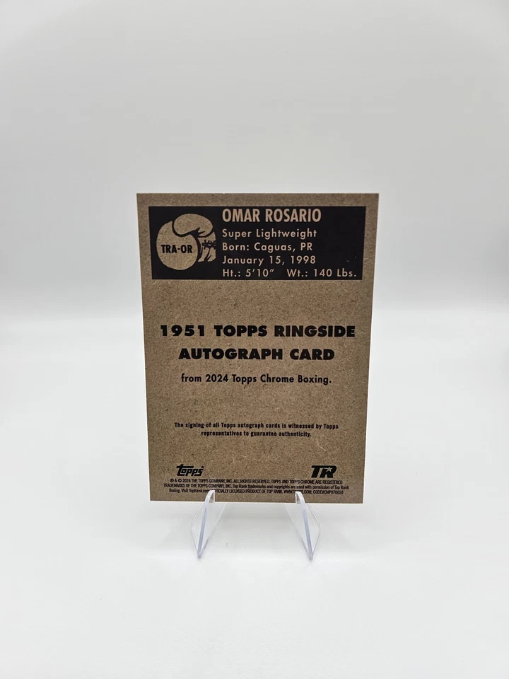 2024 Topps Chrome Boxing 1951 Topps Ringside Omar Rosario refractor rojo automático/5 Foto 2 de 2