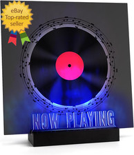 Now Playing Vinyl Record Stand Light up Wooden Album Display Holder with Acrylic