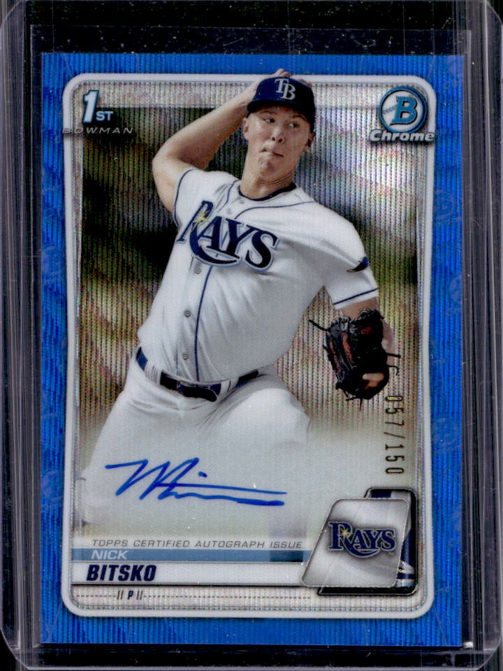 2020 Bowman Draft Nick Bitsko Chrome Auto Refractor 1st Blue Wave #57/150