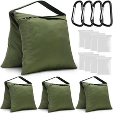 4 Packs Sandbags Military Green Weight Bags for Light Stand, Heavy Duty Saddl...