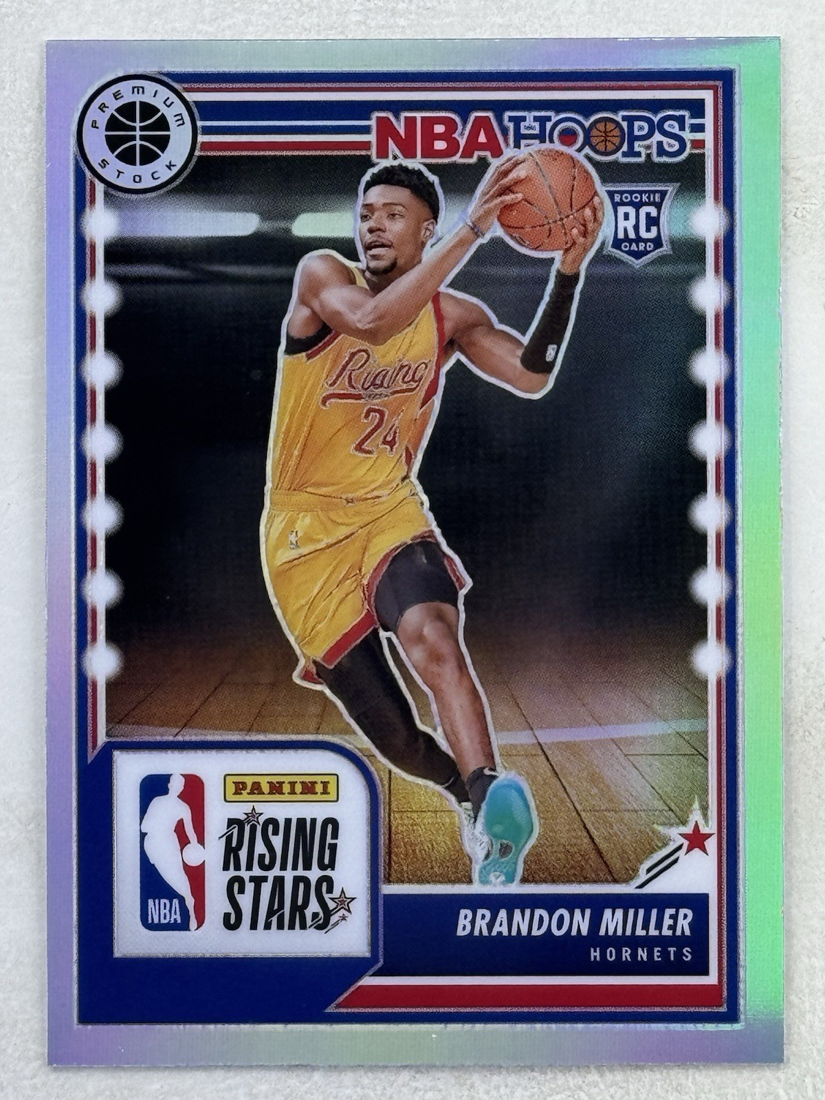 Brandon Miller 2023-24 Panini NBA Hoops Premium Stock Rising Stars Silver RC 298