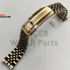 BLIGER 20Mm 904L Bracelet Solid Stainless Steel Bronze Watch Band Folding Buckle