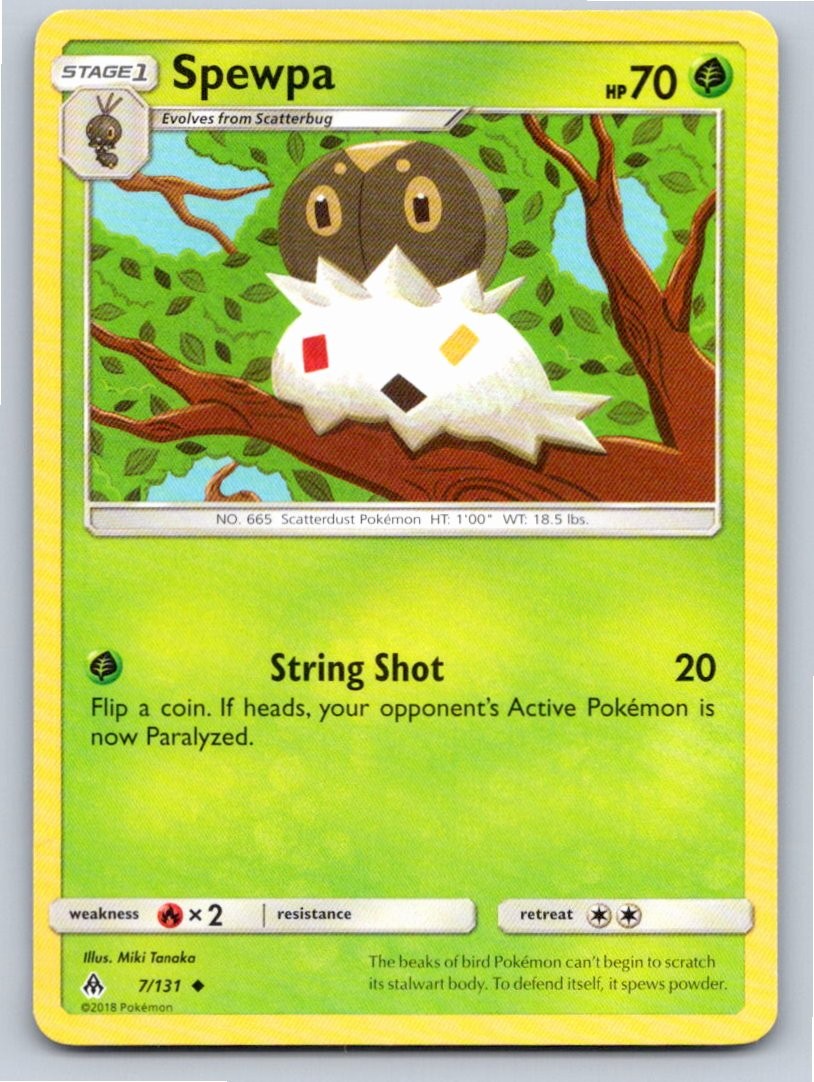 2018 POKEMON SPEWPA FORBIDDEN LIGHT 7/131 UC NM A67215 FREE S&H