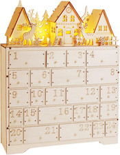 Christmas Wooden Advent Calendar with 24 Storage Drawers, Countdown to Christmas