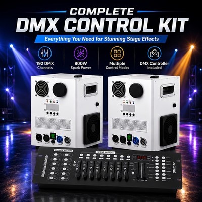 800W Cold Spark Machine 2Pcs White 3CH DMX 192 DMX Controller DJ Stage