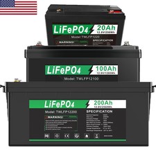 12V 100Ah 20Ah 200Ah LiFePO4 Lithium Battery Deep Cycle BMS for RV Boat Solar