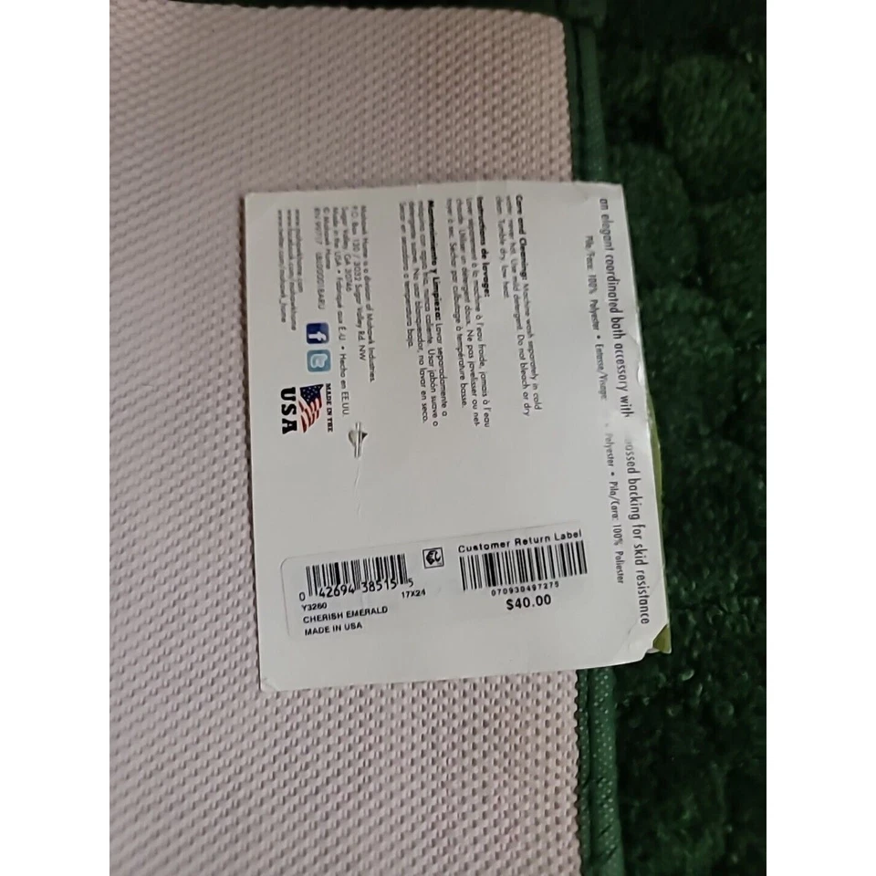 Alfombra de baño MOHAWK HOME LUJOSA SUAVIDAD 17""x 24"" felpa verde oscuro CÓMODA Foto 3 de 3