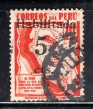 PERU LATIN AMERICA    STAMPS OVERPRINT USED LOT 554BT