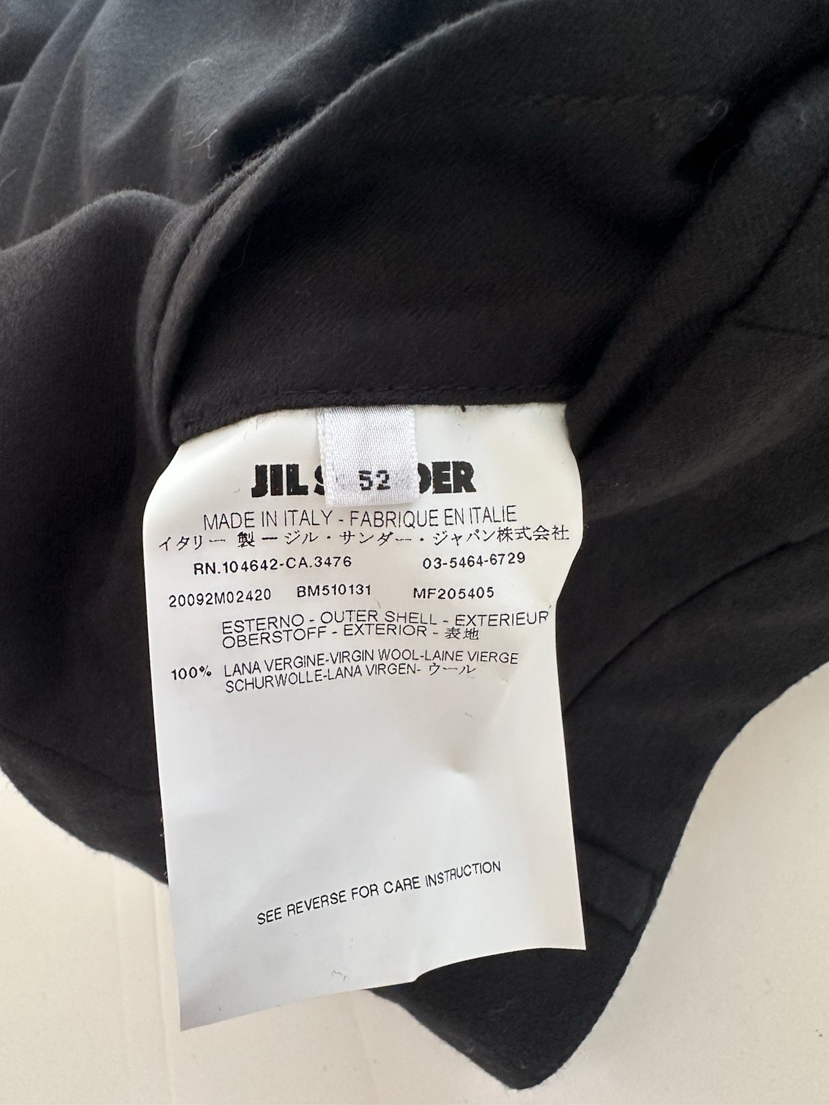 JIL SANDER Men’s 100% Virgin Wool Pleated Pants Black Size 52