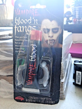 Vampire Blood'N Fangs Makeup Set 1 Pair Fake teeth blood 1 Fl Oz