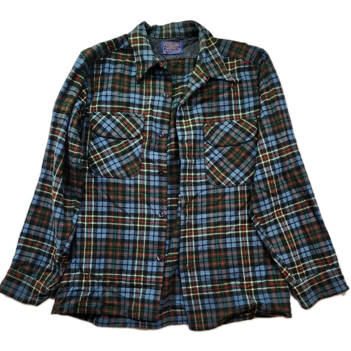 Vintage 60's Pendleton Loop Collar Wool Plaid Shi… - image 1