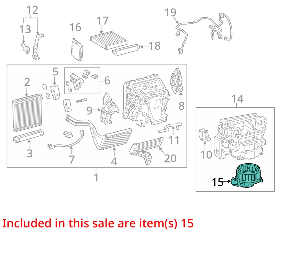 Motor soprador CA aquecedor Toyota 4Runner 2015 fabricante de equipamento original 103K milhas - LKQ333582226 - Imagem 3 de 4