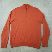 Superdry Mens 1/4 Zip Jumper 2XL XXL Orange Knit Sweater Pullover Wool Blend