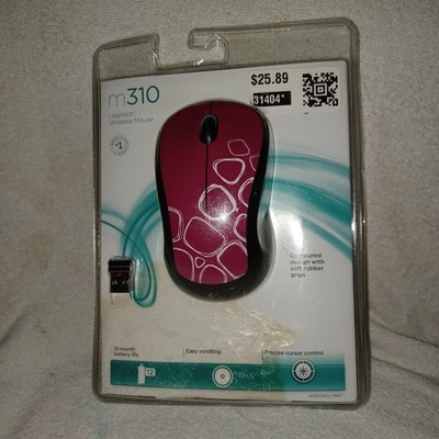 Logitech M310 Wireless Mouse Red Contoured Soft Rubber New Sealed (BX7)