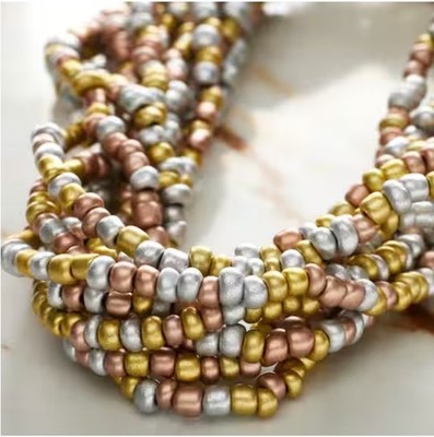 Multicolor Metallic Gold Copper Silver Glass Seed Beads 6/0 by Bead Landing