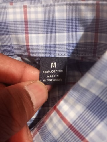 Roundtree Yorke Mens Shirt Top Button Down Medium M Luxury Cotton Blue Plaid New - Imagen 9 de 13