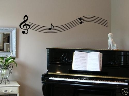 MUSIKNOTEN Klavier klassisch Wandtattoo Dekor Aufkleber 36" - Bild 1 von 1