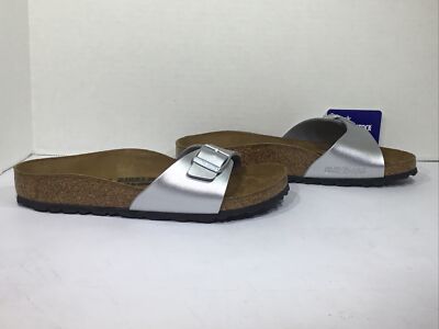 Birkenstock Womens Size 5 EU 36 Narrow Madrid Silver Birko-Flor