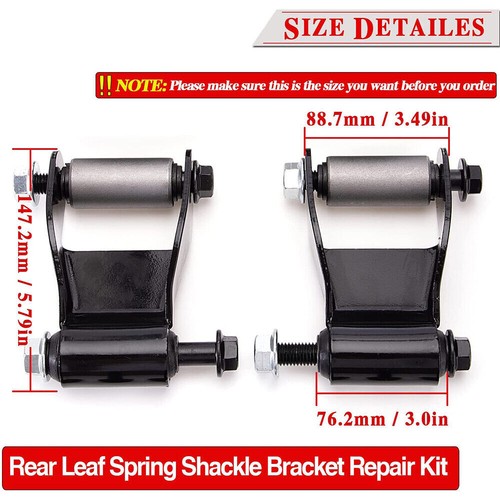 Rearward Leaf Spring Shackle & Bracket Hanger Set for Chevy GMC Pickup Truck ++ - Foto 3 di 13