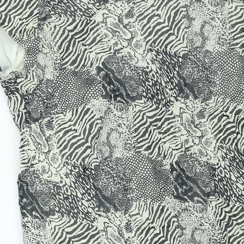 Essentials Womens Black Geometric Viscose Shift Size 10 Round Neck Pullover - Picture 8 of 10