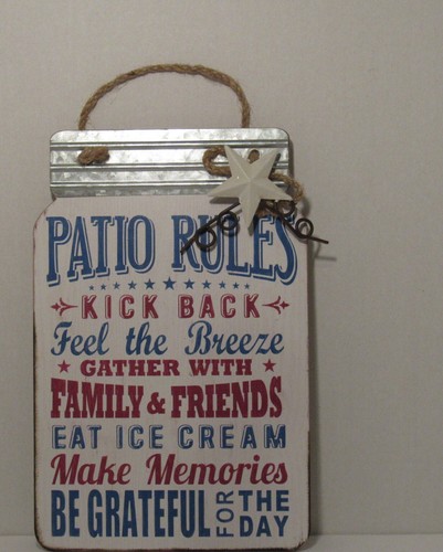 Terrassenregeln Deko Schild Metall Wandbehang Seilgriff Grafikdruck, Whiteboard - Bild 1 von 9