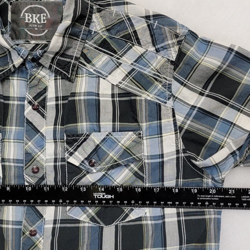 Buckle BKE Men's Western Pearl Snap Slim Button Up Shirt Sz M Plaid Short Sleeve - Picture 14 of 17