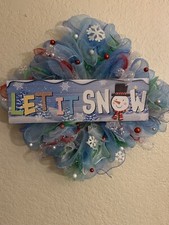 SNOWMAN  LET IT SNOW Christmas Wreath Deco Mesh