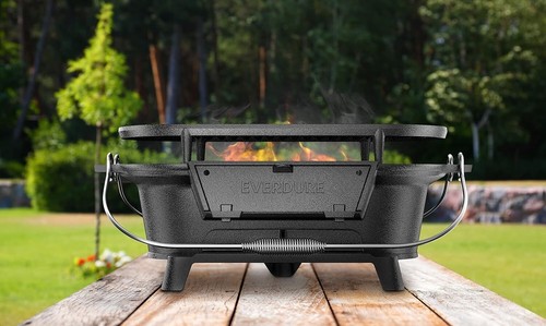 Oval Cast Iron Grill & Cover – Outdoor, Portable Charcoal Grill and Tabletop ... - Picture 10 of 10