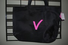 Black Weekender Tote with Pink Initial "V"