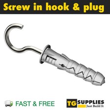 Heavy Duty Screw in Wall Hook With a Wall Plug - Complete Wall Fixings Easy Fix
