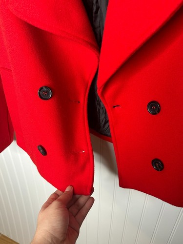 HAZEL Women's Short Red Double Breasted Peacoat SIZE S - Picture 6 of 8