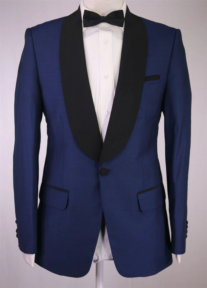 Traje formal de esmoquin Sahil Aneja personalizado a medida azul real solapa 1 btn 40R Foto 2 de 4