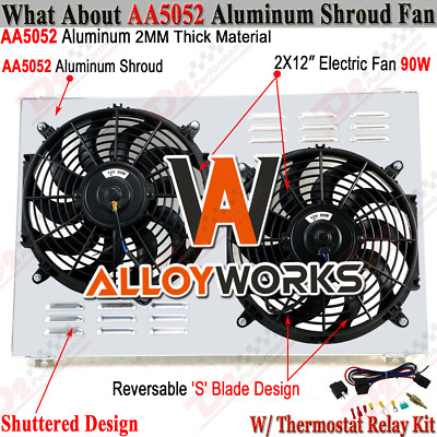 CC162 Aluminum+Shroud Fan Relay For 1970-1981 Chevy Camaro 1978-1987 Monte Carlo