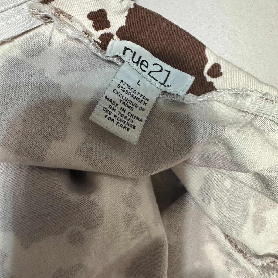 Minifalda Rue 21 Denim Estampado Vaca Occidental Línea A Marrón y Blanco Talla Grande Foto 3 de 3