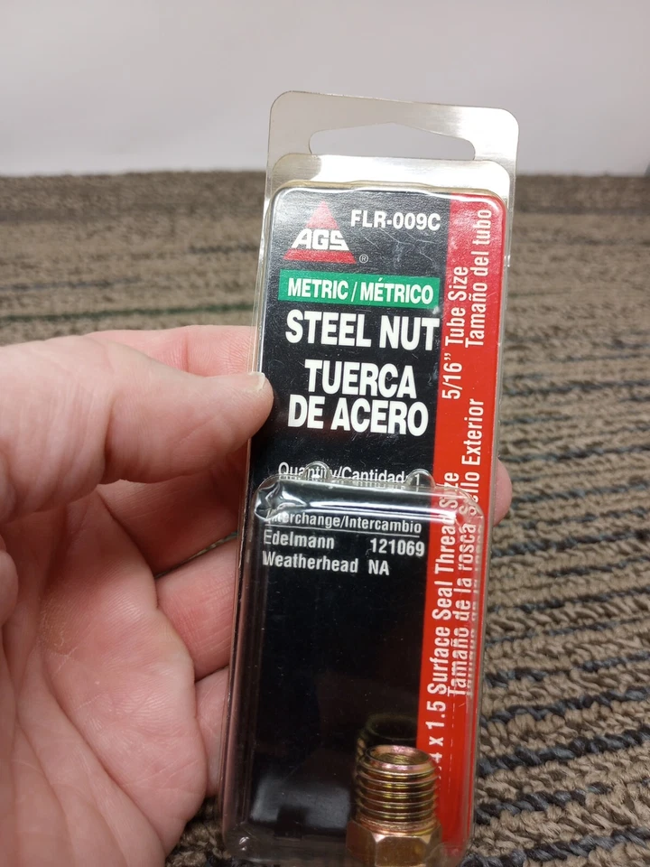 Tuerca de tubo de acero métrica AGS FLR-009C 5/16 (Sello de superficie M14x1,5) nueva Foto 2 de 4