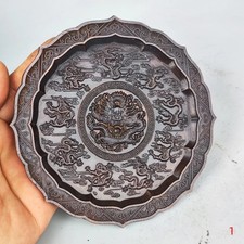 Round Metal Tray Chinese Retro Decorative Plate Storage Plate