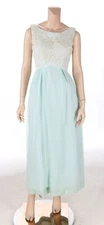 Lorrie Deb Vintage 50s 60s Blue Chiffon Lace Bridesmaid Formal Prom Dress sz 11
