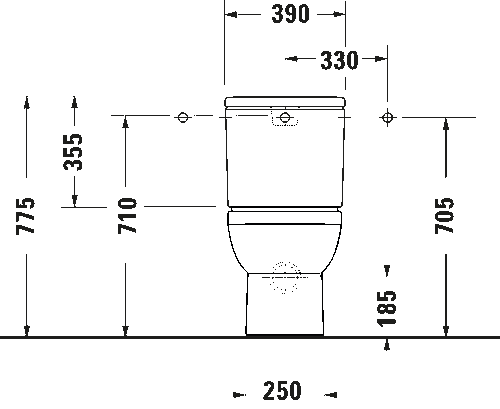 Duravit No.1 Close coupled toilet pan open back white horizontal outlet floor st - Picture 9 of 10