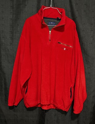 Men's GANT USA Rugger Fleece Jacket Red Zip Neck Jumper Pullover Size XL