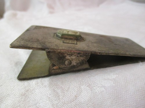 1912 Heintz Metall Art Deco großer Clip mit grüner Jasperware Kamee Schreibtischzubehör - Bild 3 von 4