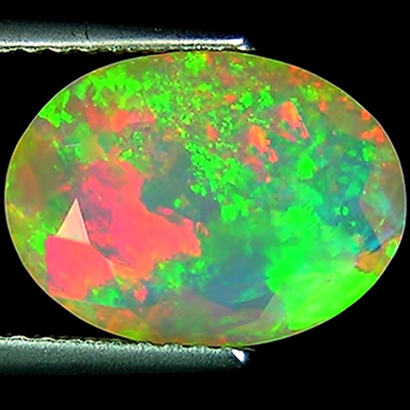 2.74 Ct IGI Certified Natural Welo Ethiopian Faceted Opal Multi Color Oval Cut
