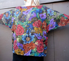 Vintage Blouse Roses Splash Art Indian Rayon Grunge 90s ZASHI INDIA Size M New
