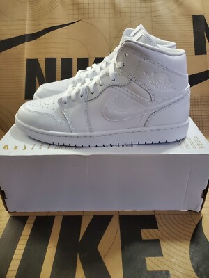 Nike Air Jordan 1 Mid Triple White DV0991-111 Men's Size 10.5